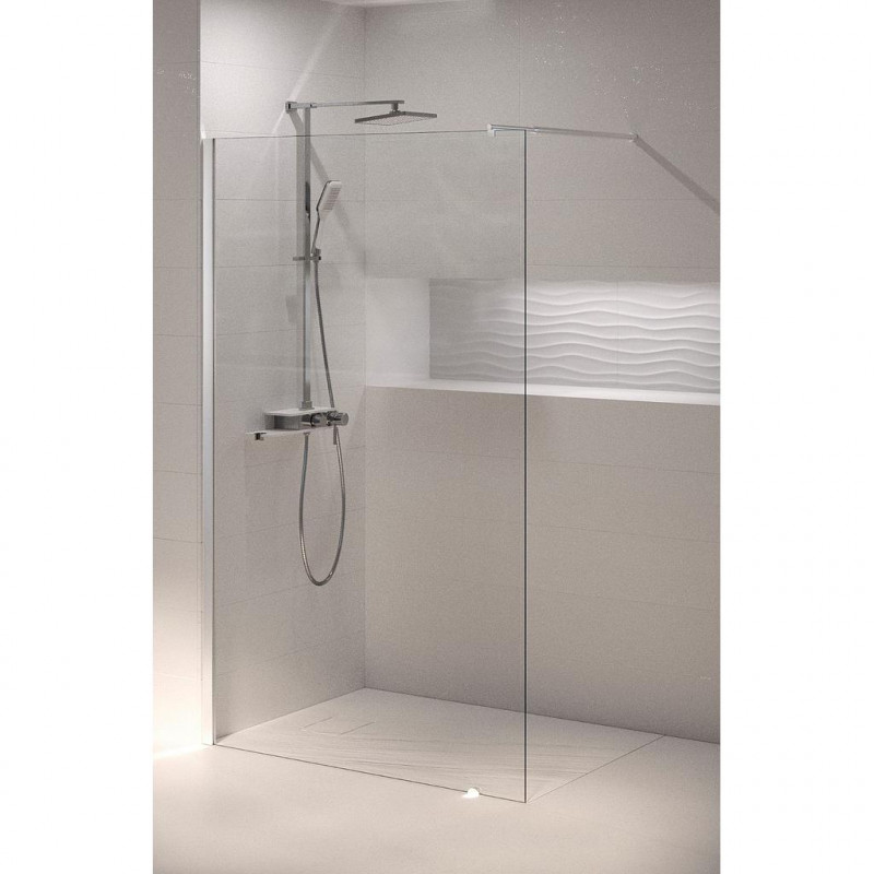 Allibert Paroi douche réversible 90x195cmVerre transparent neutre 6mm chromé SP Kobleo