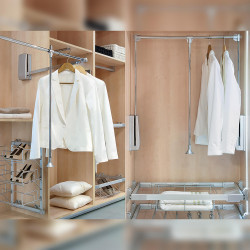 Emuca Penderie rabattable 450-600mm pour armoire 12kg acier chromé Emuca Kobleo