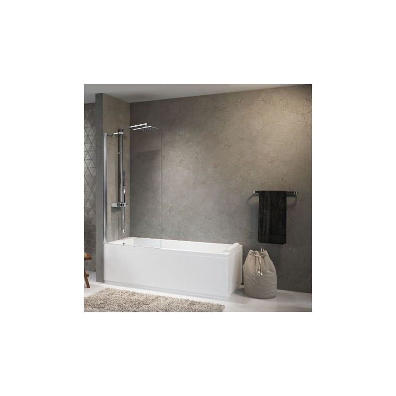 Novellini Pare-baignoire fixe 70 x H150 cm vitrage transparent profilé blanc AUR Kobleo
