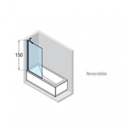 Novellini Pare-baignoire fixe 70 x H150 cm vitrage transparent profilé blanc AUR Kobleo