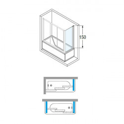Novellini Paroi fixe latérale 62-68xH150cmVitrage transparent profilé silver AUR Kobleo