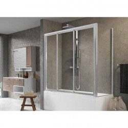 Novellini Paroi fixe latérale 62-68 x H150 cm vitrage brossé profilé blanc AUROR Kobleo