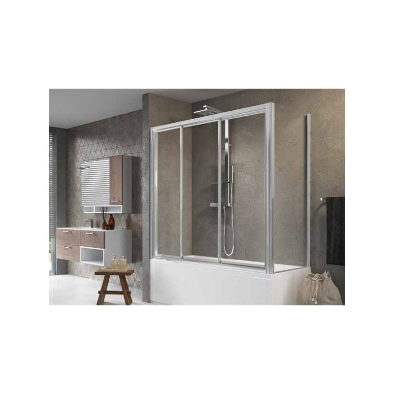 Novellini Paroi fixe latérale 62-68 x H150 cm vitrage brossé profilé blanc AUROR Kobleo