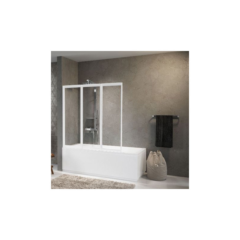 Novellini Paroi fixe latérale 68-74 x H150 cm vitrage brossé profilé blanc AUROR Kobleo