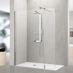 Novellini Paroi douche l'italienne 147-150xH200cm profilé chrome KUADRA H Kobleo