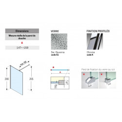 Novellini Paroi douche l'italienne 147-150xH200cm sérig ravenna profilé chrome K Kobleo Novellini Paroi douche l'italienne 147-150xH200cm sérig ravenna profilé chrome K Kobleo
