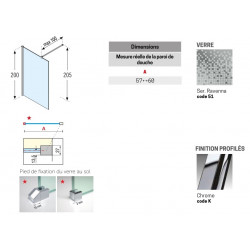 Novellini Paroi douche l'italienne 57-60xH200cm sérigraphie ravenna profilé chro Kobleo Novellini Paroi douche l'italienne 57-60xH200cm sérigraphie ravenna profilé chro Kobleo