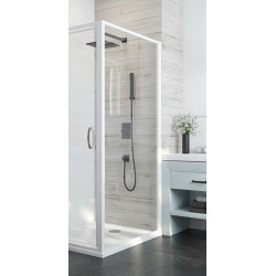 Leda Paroi de douche fixe 700x1900 mm verre transparent profilé blanc ATOUT Kobleo