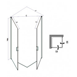 Samo Paroi douche d'angle ouverture pivotante 76-78cm droite Polaris Kobleo