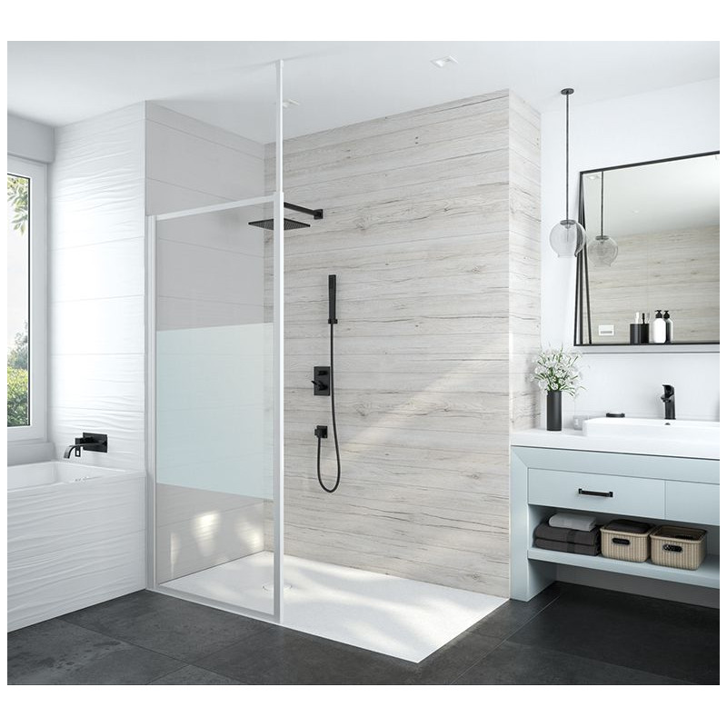 Leda Paroi douche ouverte fixe 1400x1900mm sérigraphie opaque central profi Kobleo