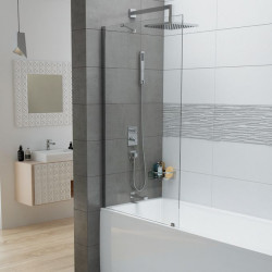 Leda Pare-baignoire 1Volet fixe 150x70cm 6mm profile argent brillant FRISBE Kobleo