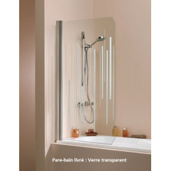 Leda Pare-baignoire 1Volet pivotant réversible 1400x800mm profilé argent ma Kobleo