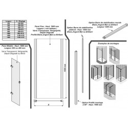Leda Paroi fixe de douche ouverte Jazz Plus 120 cm L13JPW12030 Leda Kobleo Leda Paroi fixe de douche ouverte Jazz Plus 120 cm L13JPW12030 Leda Kobleo