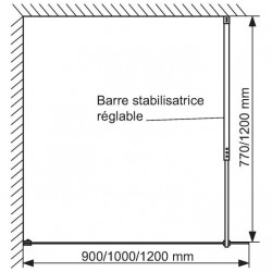 Leda Paroi fixe douche ouverte avec barre de stabilisation Larg 100 cm OPEN Kobleo Leda Paroi fixe douche ouverte avec barre de stabilisation Larg 100 cm OPEN Kobleo