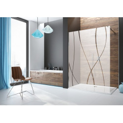 Leda Paroi fixe douche ouverte 700x1900mm sérigraphieW15 profilé argent bri Kobleo