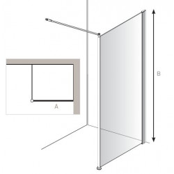 Akw Paroi douche verre fixe 700x1900mm avec fixation murale et barre stabi Kobleo