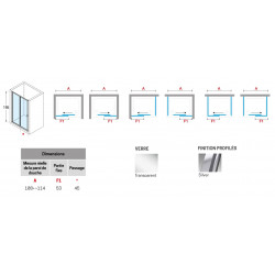 Novellini Paroi douche coulissante 108-114xH195cm 1 fixe profilé silver LUNES 20 Novellini Kobleo Novellini Paroi douche coulissante 108-114xH195cm 1 fixe profilé silver LUNES 20 Novellini Kobleo