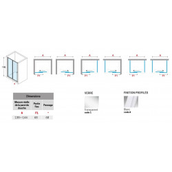 Novellini Paroi douche coulissante 138-144xH195cm 1 fixe profilé blanc LUNES 20  Novellini Kobleo