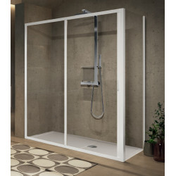Novellini Paroi douche coulissante 138-144xH195cm 1 fixe gauche profilé silver L Kobleo