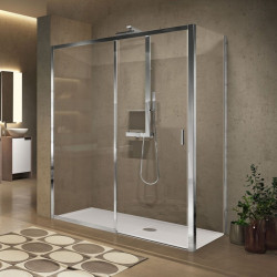 Novellini Paroi douche coulissante 156-162xH195cm 1 fixe gauche profilé silver L Kobleo