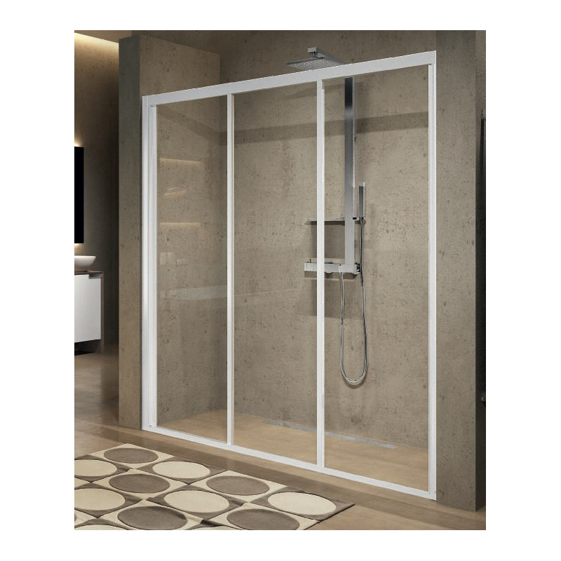 Novellini Paroi douche 3 panneaux coulissants 102-108xH195cm profilé silver LUNE Kobleo