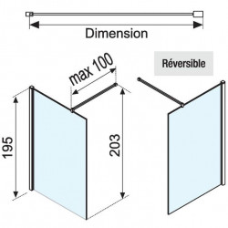 Novellini Paroi fixe transparent 117 à 118,5 cm LUNES H LUNESH120-1-B Kobleo