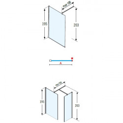Novellini Paroi douche l'italienne 137-1385xH195cmVitrage transparent profilé si Kobleo