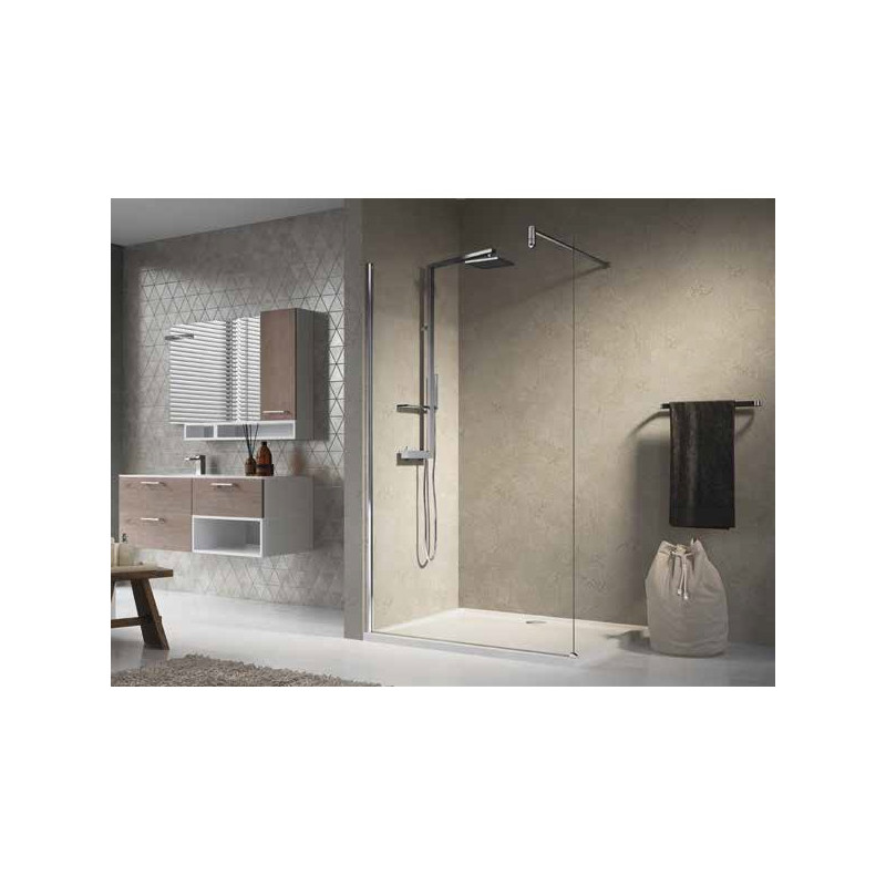 Novellini Paroi douche l'italienne 67-685xH195cmVitrage transparent profilé silv Kobleo