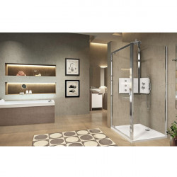 Novellini Paroi fixe latérale 98-101 x H195 cm vitrage transparent profilé silve Kobleo