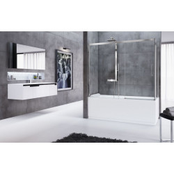 Novellini Pare-baignoire fixe 68-71xH150cmVitrage transparent profilé blanc ROSE Kobleo