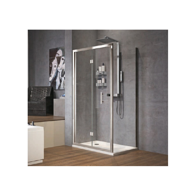 Novellini Paroi douche pliante 66-72x H195 cm verre transparent profilé chrome Z Kobleo