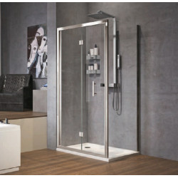 Novellini Paroi douche pliante 86-92x H195 cm verre transparent profilé silver Z Kobleo