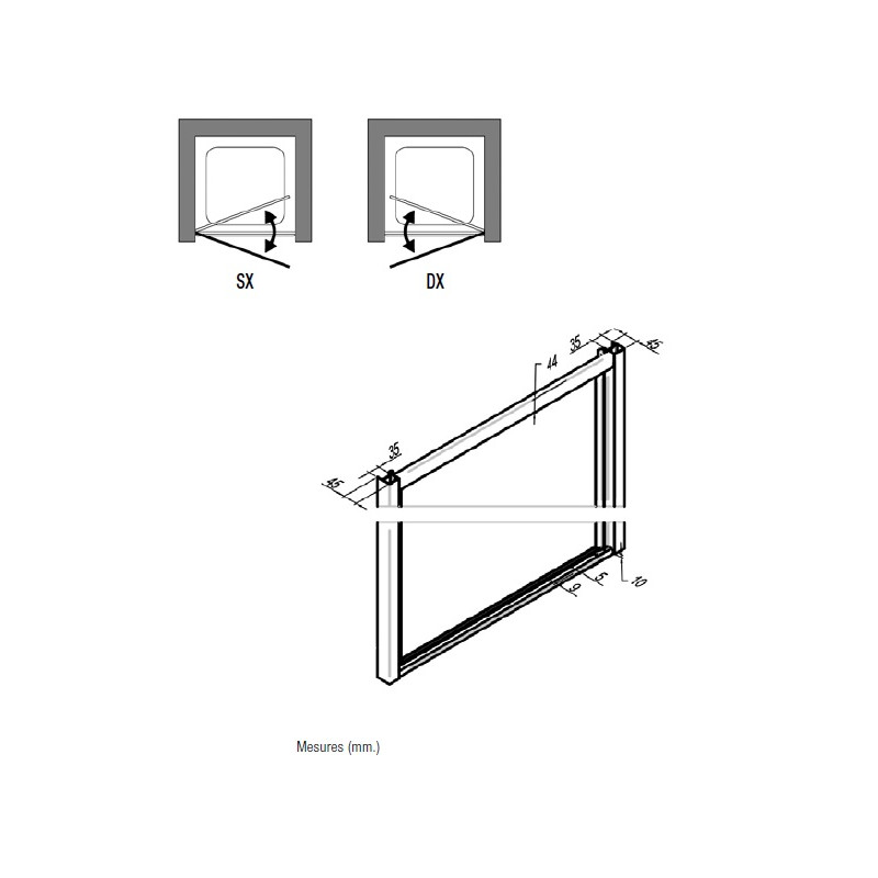 Samo Porte douche pivotante 76 80cm matVersion Droite AMERICA QUATTRO SP Kobleo Samo Porte douche pivotante 76 80cm matVersion Droite AMERICA QUATTRO SP Kobleo