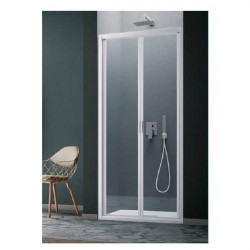 Samo Porte douche abattant Saloon 76 80cm profilés blanc mat AMERICA QUATTR Kobleo