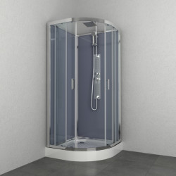 Allibert Cabine douche complète 1/4 rond 90x90x225cm angle argenté EVEREST Kobleo