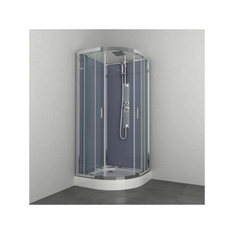 Allibert Cabine douche complète 1/4 rond 90x90x225cm angle argenté EVEREST Kobleo