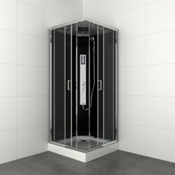 Allibert Cabine douche complète carré 90x90x225cm accès d'angle chromé GIPSY Kobleo
