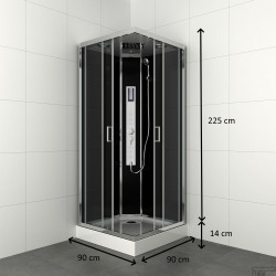 Allibert Cabine douche complète carré 90x90x225cm accès d'angle chromé GIPSY Kobleo