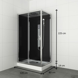 Allibert Cabine douche rectangulaire 120x80x225cm chromé GIPSY Kobleo