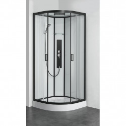 Allibert Cabine douche complète Quart rond 90x90x225cm neutre profil noir UYUNI Kobleo