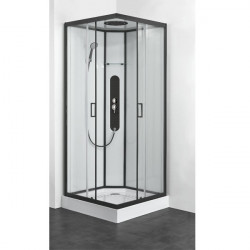 Allibert Cabine douche complète carré 90x90x225cm neutre profil noir UYUNI Kobleo