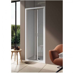 Samo Porte douche abattant Saloon 96 104cm profilés blanc mat AMERICA QUATT Kobleo