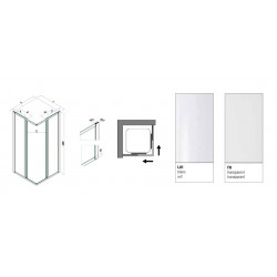 Samo Paroi douche d'angle ouverture coulissante 67-71cm 4 panneaux profilé  Samo Kobleo