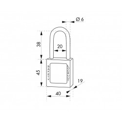 Thirard Cadenas de consignation 40 mm anse acier Diam 6 x 38 mm rouge 1 clé 91 Thirard Kobleo