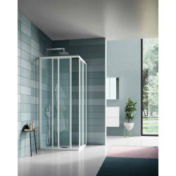 Samo Paroi douche d’angle ouverture coulissante 87-91cm America Kobleo