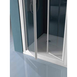 Samo Porte douche abattant Saloon 95 103 cm profilés blanc verre transparen Kobleo