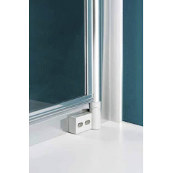 Samo Porte douche abattant Saloon 95 103 cm profilés blanc verre transparen Kobleo