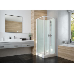 Leda Cabine douche 700x700mm porte battante fondVert amande IZI GLASS 2 Leda Kobleo