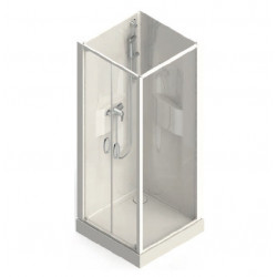 Leda Cabine douche carré 70x70cm portes battantes fond blanc IZI BOX 2 Leda Kobleo