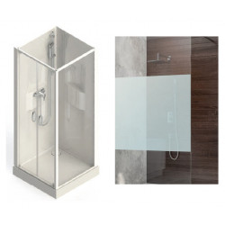 Leda Cabine douche 70x70cm sérigraphie opaque central porte battante IZI BO Kobleo